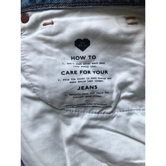 New Madewell Petite Baggy Straight Jeans in Seebald Wash Raw Hem Blue Size 33P - Picture 15 of 16